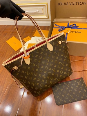 Louis Vuitton Designer Monogram Bag Pink Monogram Canvas Neverfull Mm หนังเกรดเออิตาลี