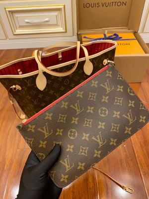 Louis Vuitton Designer Monogram Bag Pink Monogram Canvas Neverfull Mm หนังเกรดเออิตาลี