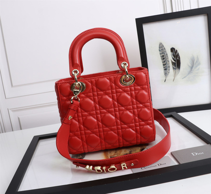 Lady Red Lambskin My Abcdior Dior Cannage กระเป๋าสะพาย D6806
