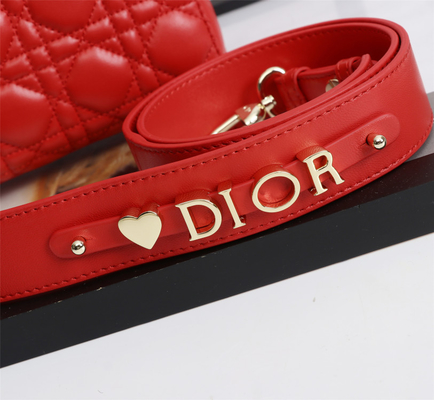 Lady Red Lambskin My Abcdior Dior Cannage กระเป๋าสะพาย D6806