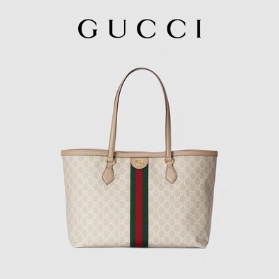กระเป๋าสะพายแบรนด์ปรับได้ขนาดกลาง Gucci Ophidia Tote White For Woman