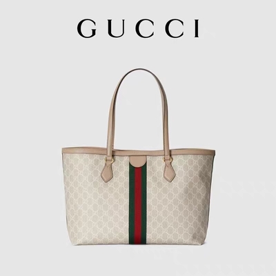 กระเป๋าสะพายแบรนด์ปรับได้ขนาดกลาง Gucci Ophidia Tote White For Woman