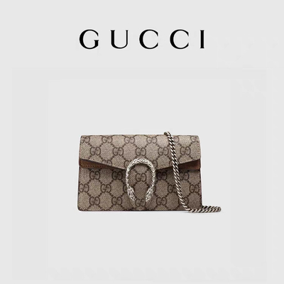 GUCCI Dionysus ใบเล็กประดับกระเป๋าถือสุภาพสตรีแบรนด์แคนวาสเคลือบหนังกลับ