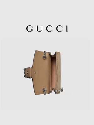 GUCCI Dionysus ใบเล็กประดับกระเป๋าถือสุภาพสตรีแบรนด์แคนวาสเคลือบหนังกลับ