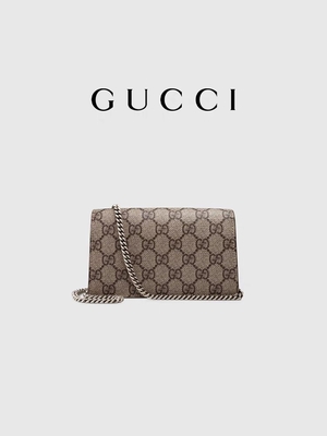GUCCI Dionysus ใบเล็กประดับกระเป๋าถือสุภาพสตรีแบรนด์แคนวาสเคลือบหนังกลับ