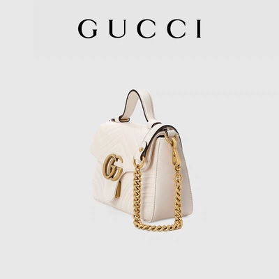 กระเป๋าแมสเซนเจอร์หนังลูกวัวสีขาว GG Marmont Tote Bag Quilted Leather