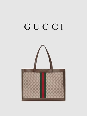 หนัง GUCCI Ophidia สุภาพสตรีแบรนด์กระเป๋าสะพายช้อปปิ้ง Tote