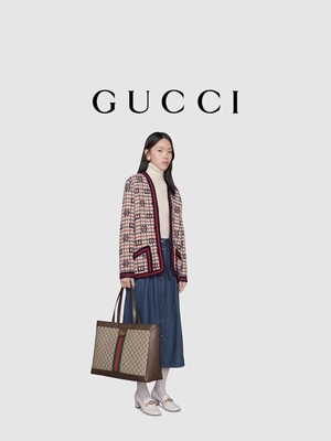 หนัง GUCCI Ophidia สุภาพสตรีแบรนด์กระเป๋าสะพายช้อปปิ้ง Tote