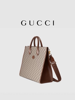 กระเป๋าสะพายข้าง Gucci Canvas Tote Bag พิมพ์ GG Supreme พร้อม Interlocking G