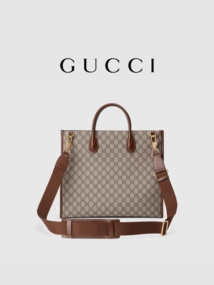 กระเป๋าสะพายข้าง Gucci Canvas Tote Bag พิมพ์ GG Supreme พร้อม Interlocking G