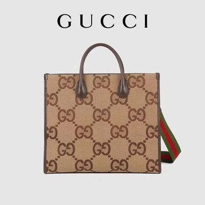 กระเป๋าสะพายยี่ห้อ GUCCI Jumbo GG Tote Bag Camel Men Gentleman