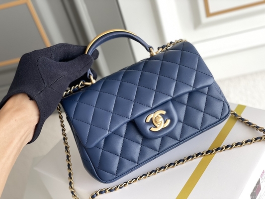 Caviar Chanel Mini Rectangular Caviar 2020 หนังแกะแบบมีลายและโลหะสีทอง