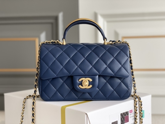 Caviar Chanel Mini Rectangular Caviar 2020 หนังแกะแบบมีลายและโลหะสีทอง