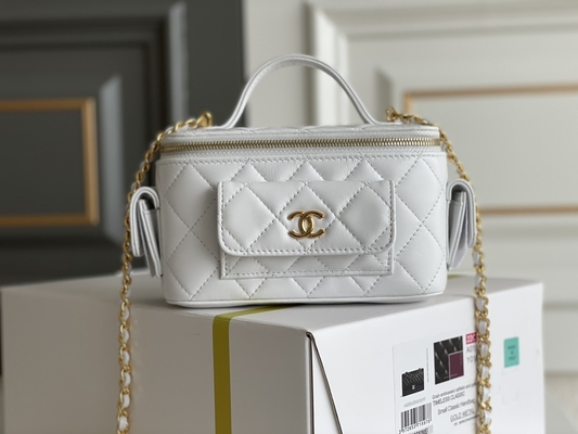 หนังแกะ กระเป๋าแบรนด์สั่งทำ Chanel 22K Vanity Case Multi Pocket