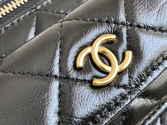 หนังแกะ กระเป๋าแบรนด์สั่งทำ Chanel 22K Vanity Case Multi Pocket