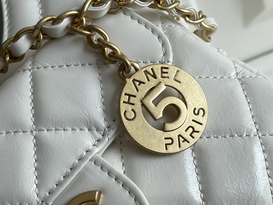 หนังลูกวัวสีขาวคลาสสิก กระเป๋าแบรนด์ดัง Preloved Chanel 2023 Cruise Bags