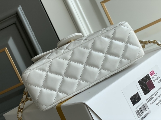 หนังลูกวัวสีขาวคลาสสิก กระเป๋าแบรนด์ดัง Preloved Chanel 2023 Cruise Bags