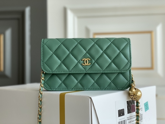 กระเป๋าสตางค์ Mini Coco Chanel WOC กระเป๋าคลัทช์สีดำบนสายโซ่ CF20