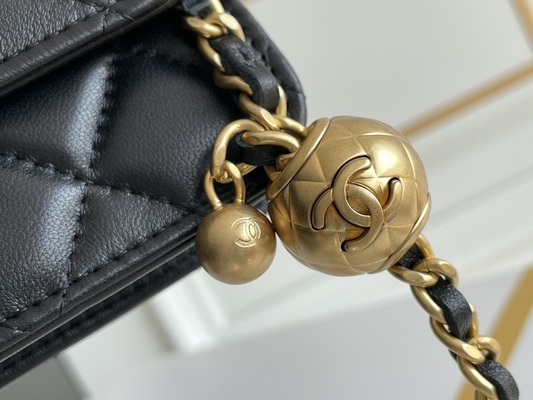 กระเป๋าสตางค์ Mini Coco Chanel WOC กระเป๋าคลัทช์สีดำบนสายโซ่ CF20