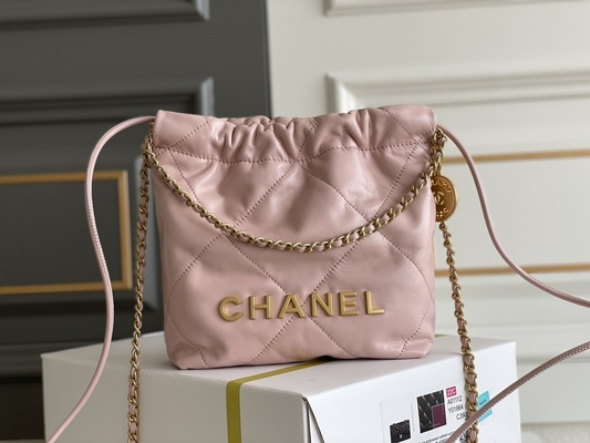 Chanel Branded Ladies Handbag 22B MINI 22S หนังลูกวัว สีชมพู ขาว ดำ เหลือง