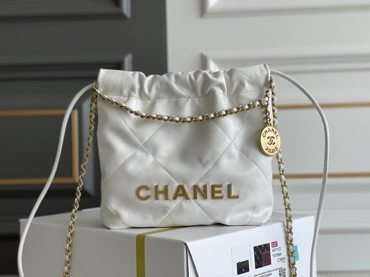 Chanel Branded Ladies Handbag 22B MINI 22S หนังลูกวัว สีชมพู ขาว ดำ เหลือง