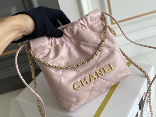 Chanel Branded Ladies Handbag 22B MINI 22S หนังลูกวัว สีชมพู ขาว ดำ เหลือง