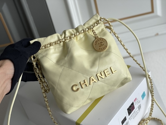 Chanel Branded Ladies Handbag 22B MINI 22S หนังลูกวัว สีชมพู ขาว ดำ เหลือง