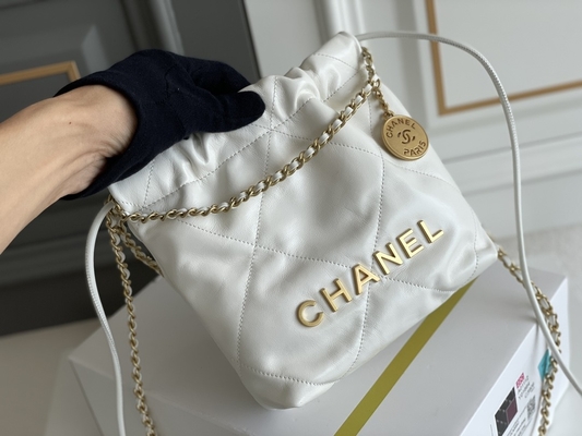 Chanel Branded Ladies Handbag 22B MINI 22S หนังลูกวัว สีชมพู ขาว ดำ เหลือง
