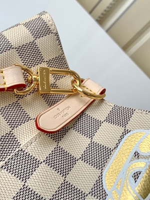สีขาวสีชมพู Damier Azur Canvas LV Branded Messenger Bag NéONoé MM Bucket Bag