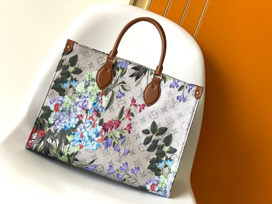 OnTheGo MM Mini กระเป๋าสะพายข้าง Branded M81724 Floral Pattern Silver Coated Canvas