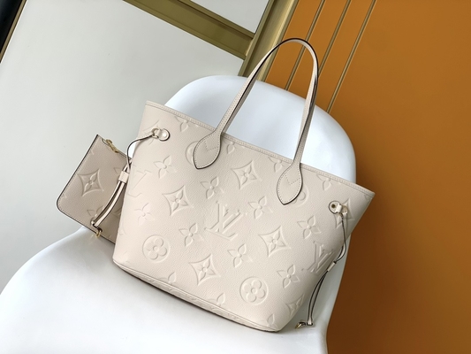 กระเป๋าโท้ท Monogram Canvas Neverfull MM Beige มือสอง