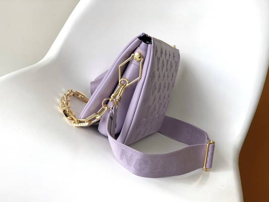 ดอกทานตะวัน Monogram Embossed Custom Branded Bags Coussin PM Louis Vuitton Puffy Lambskin