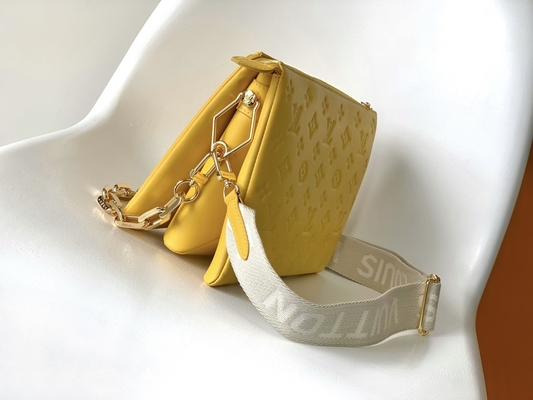 ดอกทานตะวัน Monogram Embossed Custom Branded Bags Coussin PM Louis Vuitton Puffy Lambskin