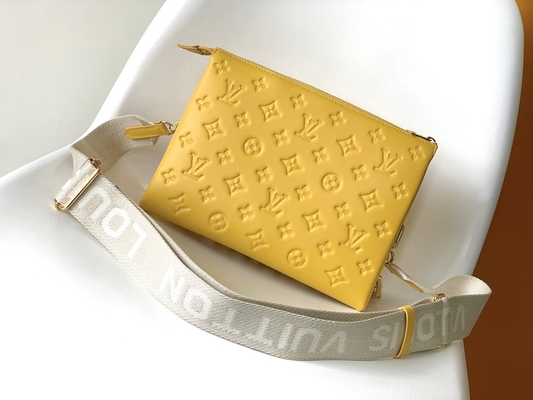 ดอกทานตะวัน Monogram Embossed Custom Branded Bags Coussin PM Louis Vuitton Puffy Lambskin