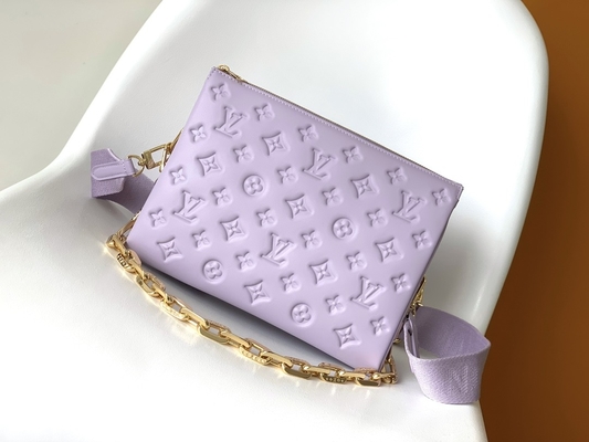 ดอกทานตะวัน Monogram Embossed Custom Branded Bags Coussin PM Louis Vuitton Puffy Lambskin