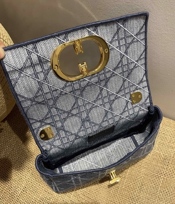 กระเป๋ามินิดีไซเนอร์ลายปัก Dior Caro Denim Small