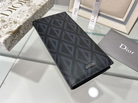 กระเป๋าสตางค์ผู้ชาย CD Christian Dior ลายนูนแนวตั้ง Diamond Zippered