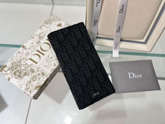 กระเป๋าสตางค์ผู้ชาย CD Christian Dior ลายนูนแนวตั้ง Diamond Zippered