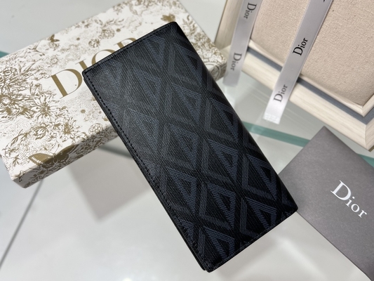 กระเป๋าสตางค์ผู้ชาย CD Christian Dior ลายนูนแนวตั้ง Diamond Zippered