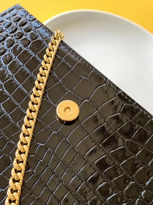 หนังลูกวัว กระเป๋าสีดำ YSL โซ่ทอง Kate พู่เล็ก