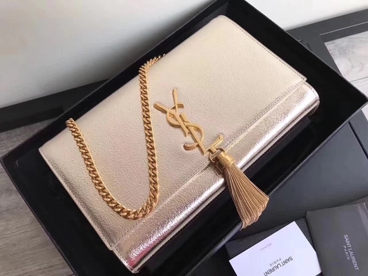 สายปรับได้ Polyester Saint Laurent YSL Woc Bag With Zipper Closure Silver