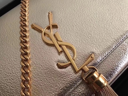 สายปรับได้ Polyester Saint Laurent YSL Woc Bag With Zipper Closure Silver