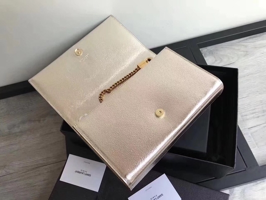 สายปรับได้ Polyester Saint Laurent YSL Woc Bag With Zipper Closure Silver