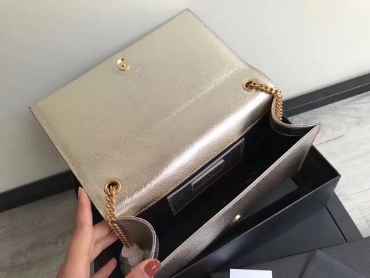 สายปรับได้ Polyester Saint Laurent YSL Woc Bag With Zipper Closure Silver