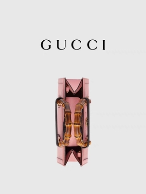กระเป๋าหนังสีชมพู GG Gucci Diana Bamboo Bag OEM