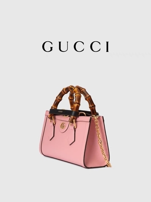 กระเป๋าหนังสีชมพู GG Gucci Diana Bamboo Bag OEM