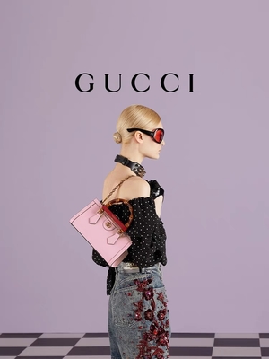 กระเป๋าหนังสีชมพู GG Gucci Diana Bamboo Bag OEM
