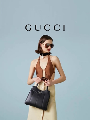 Leather Palladium Tone Gucci Tote Mini Classic Silhouettes