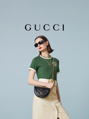 สายโซ่กระเป๋า Messenger หนังสีดำแบรนด์ GG Marmont Tote Bag Quilted Matelasse
