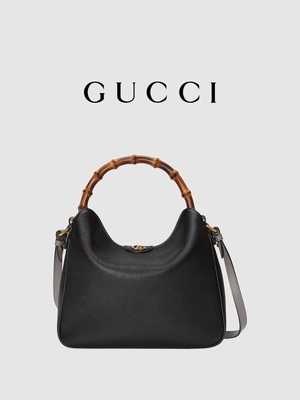 ด้ามไม้ไผ่ Gucci Princess Diana กระเป๋าถือ Double G Hardware OEM